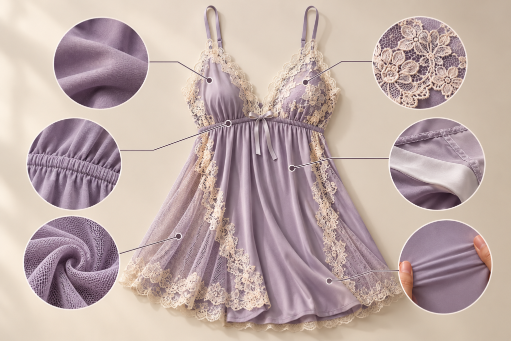 lingerie fabrics garment diagram | Nightie Wear