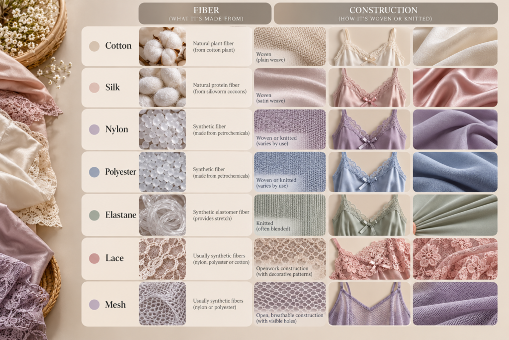 Most Common Lingerie Fabrics | Nightie Wear