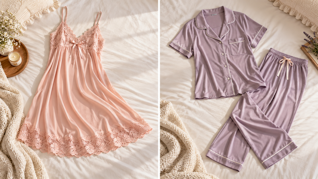 Nightgown vs Pajama Set | Nightie Wear Image