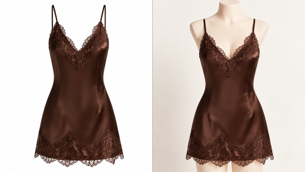 RoseSeek Satin Lace Mini Night Dress