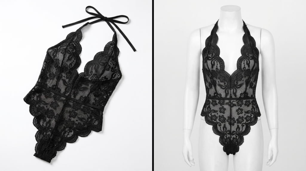 Dlsave Deep V Backless Lace Bodysuit