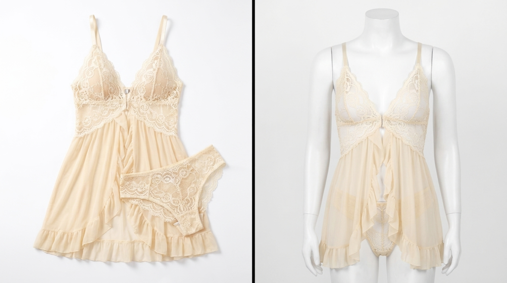 Foxiny Open-Front Babydoll Dress and Thong Set