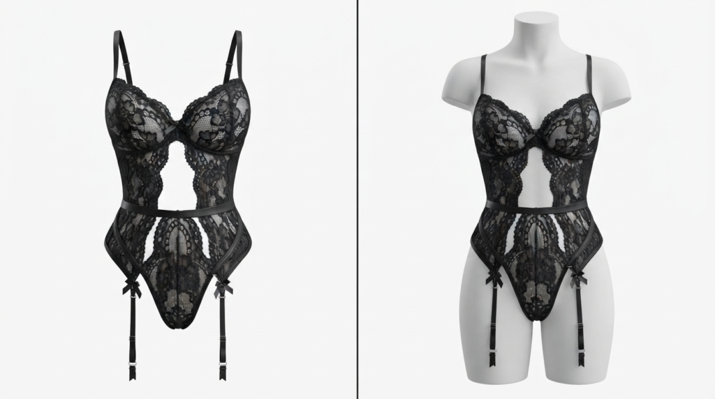 Avidlove Lace Bodysuit With Panty and Garter Details