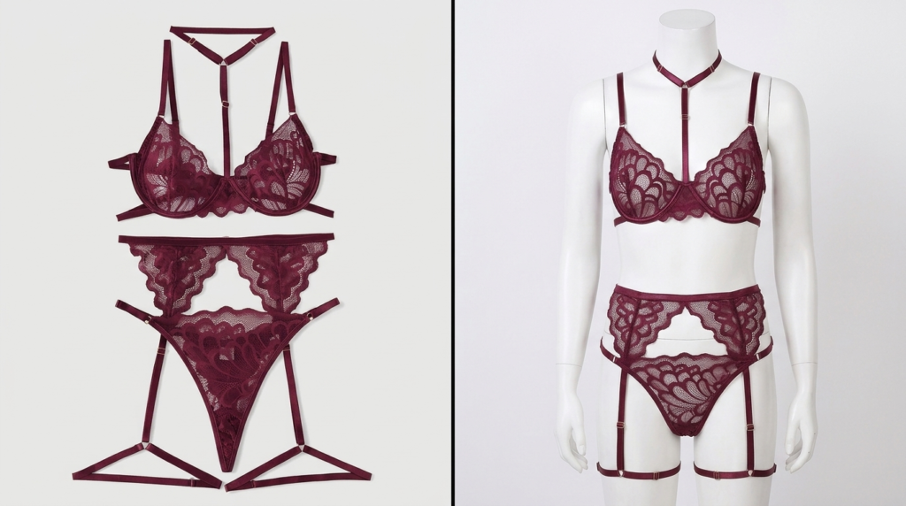 Lilosy Three-Piece Lingerie Set with Garter Belt