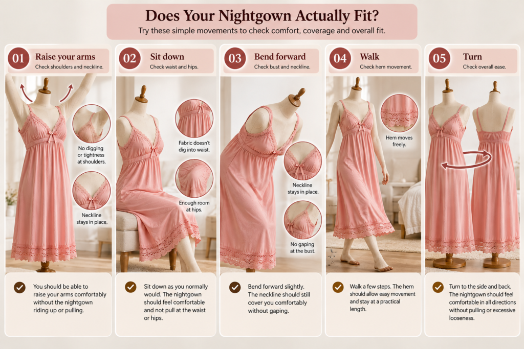 Nightgown Fit Guide Movement check
