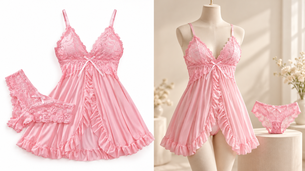 Foxiny Sexy Lingerie Dress Set With Thong